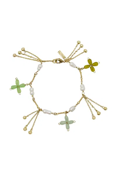 Alemais Le Jardin Bead Flower Bracelet In Gold