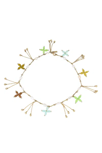 Alemais Le Jardin Bead Flower Necklace In Gold