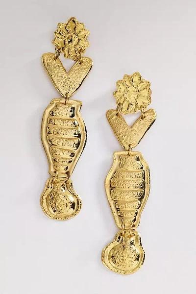 Alemais Le Jardin Hammered Charm Earrings In Gold
