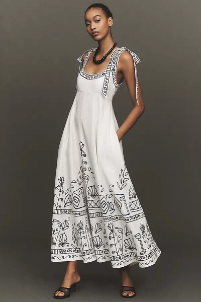 Alemais Leela Ballet Linen Midi Dress In White