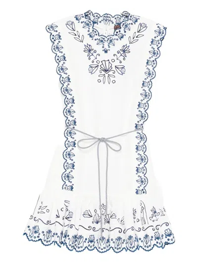 Alemais Leela Embroidered Cotton Minidress In White