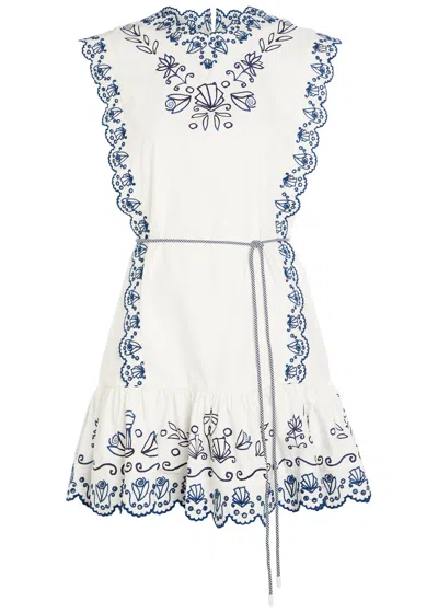 Alemais Leela Embroidered Cotton Mini Dress In Multi