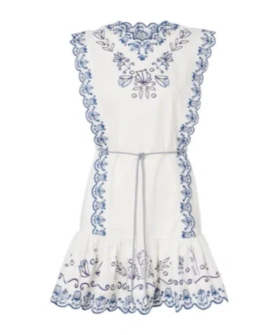 Alemais Leela Embroidered Cotton Mini Dress In Multi