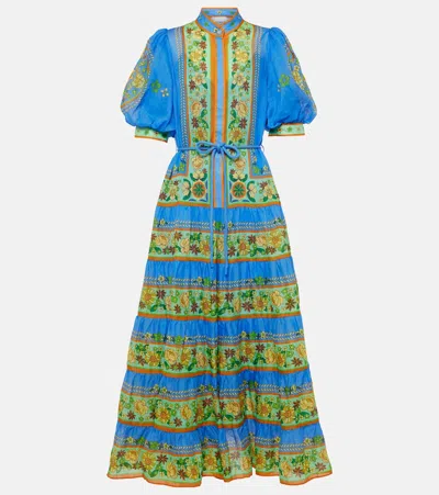 Alemais Womens Cobalt Linda Floral-print Woven Midi Dress In Blue