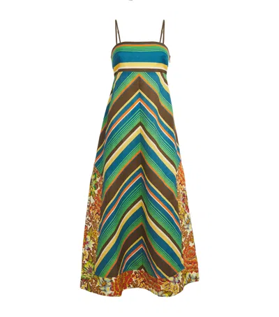 Alemais Charlie Day Midi Dress In Chevron Stripe Motif In Multi