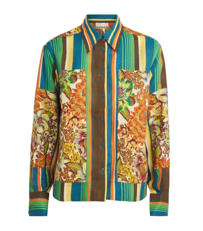 Alemais Womens Multi Charlie Striped Floral Linen Shirt