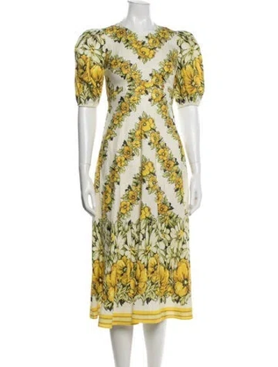 Pre-owned Alemais Linen Dress In Yellow