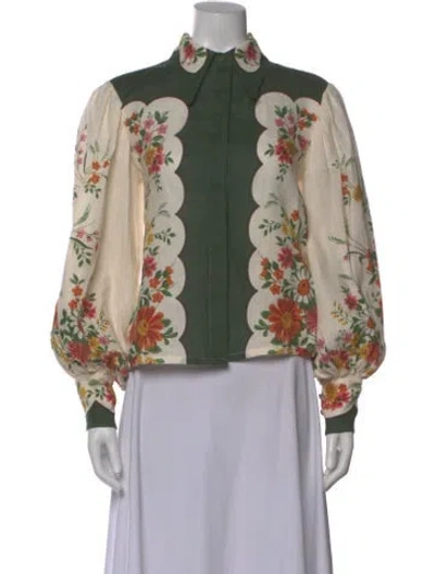 Pre-owned Alemais Linen Floral Print Blouse In Multi