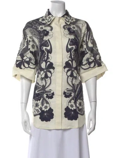 Pre-owned Alemais Linen Floral Print Blouse W/ Tags In Multi