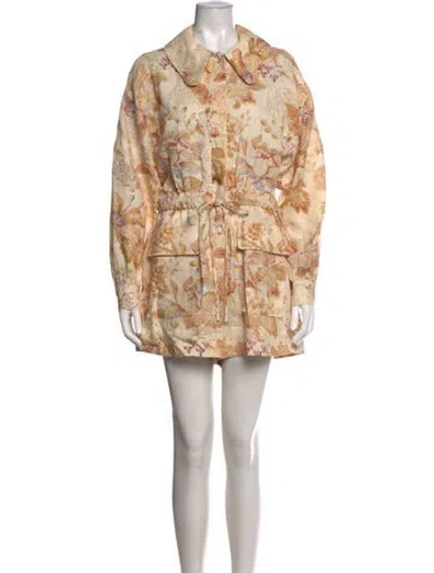 Pre-owned Alemais Linen Floral Print Jumpsuit In Neutrals