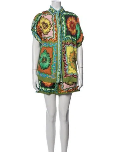 Pre-owned Alemais Linen Floral Print Short Set In Multi