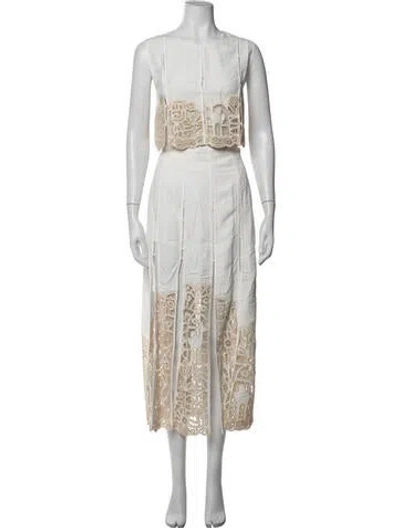 Pre-owned Alemais Linen Lace Pattern Skirt Set In Neutrals
