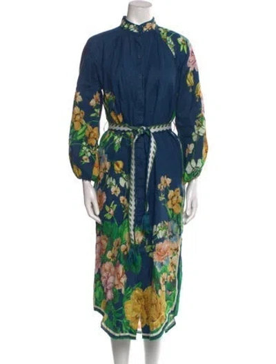 Pre-owned Alemais Linen Long Dress In Blue