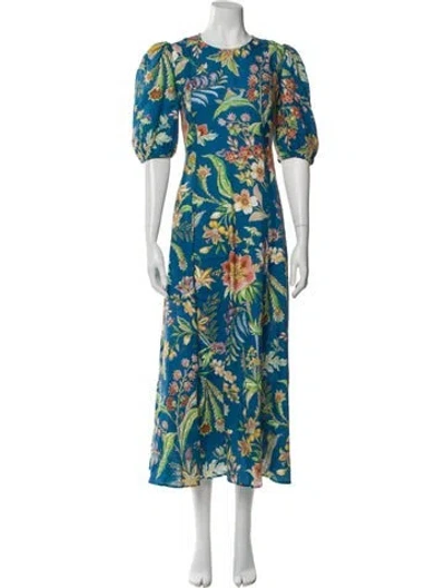 Pre-owned Alemais Linen Long Dress In Blue