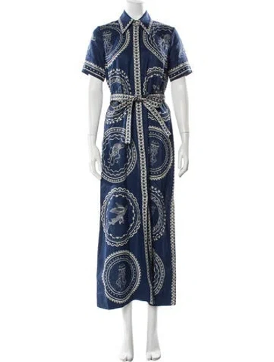 Pre-owned Alemais Linen Long Dress In Blue