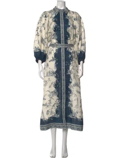Pre-owned Alemais Linen Long Dress In Blue