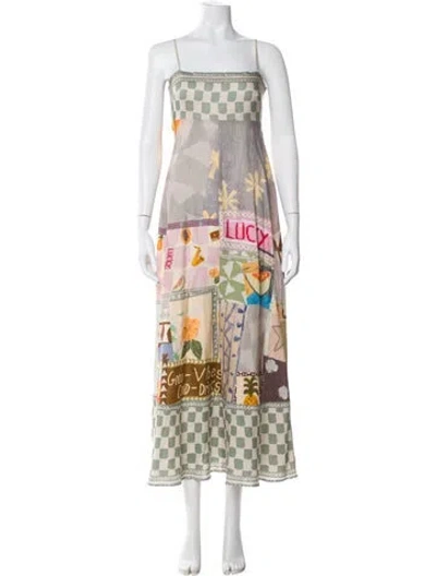 Pre-owned Alemais Linen Long Dress In Gray