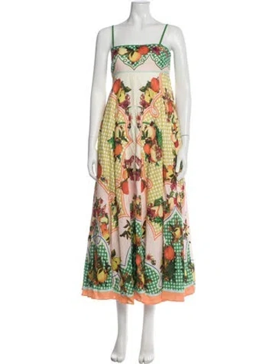 Pre-owned Alemais Linen Long Dress In Green