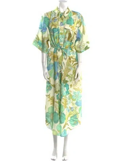 Pre-owned Alemais Linen Long Dress In Green