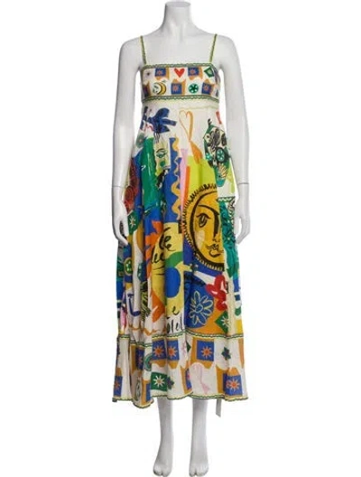 Pre-owned Alemais Linen Long Dress In Green