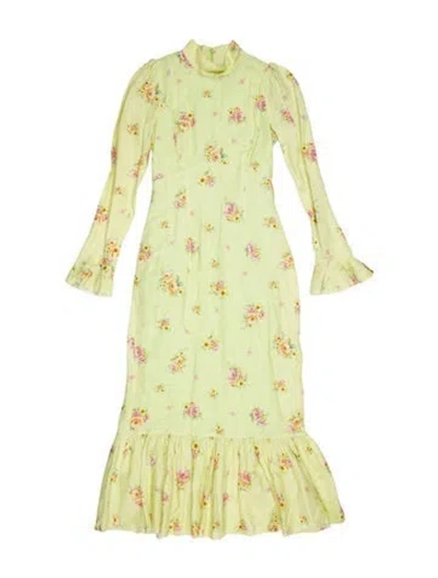 Pre-owned Alemais Linen Long Dress In Green