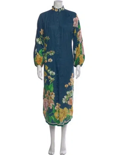 Pre-owned Alemais Linen Long Dress In Green