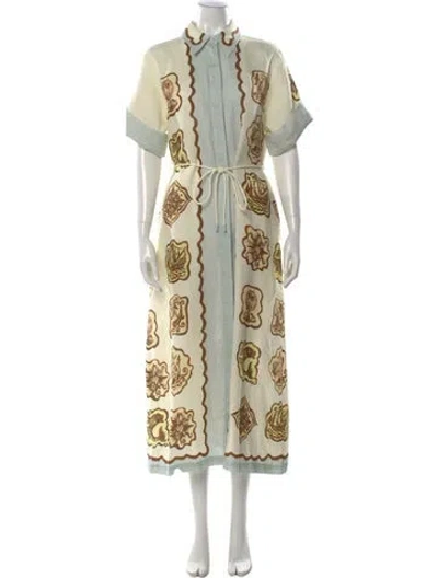 Pre-owned Alemais Linen Long Dress In Green