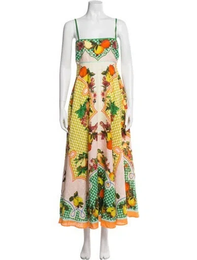 Pre-owned Alemais Linen Long Dress In Green
