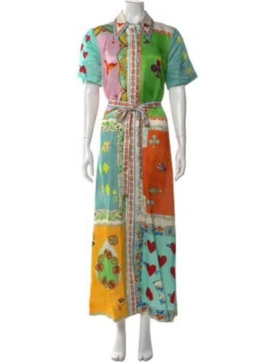 Pre-owned Alemais Linen Long Dress In Green