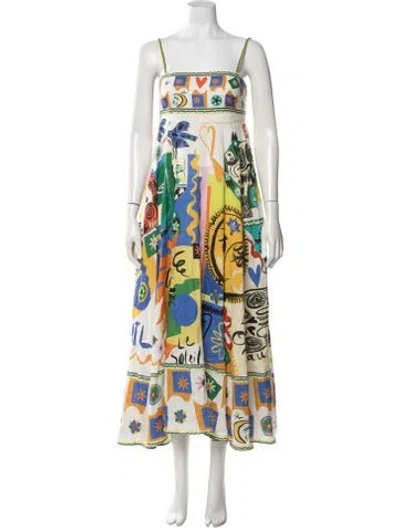 Pre-owned Alemais Linen Long Dress In Green