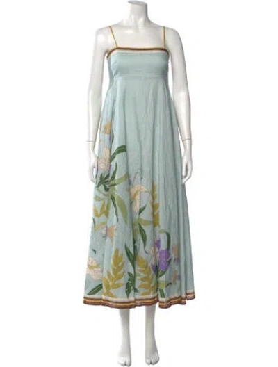 Pre-owned Alemais Linen Long Dress In Green
