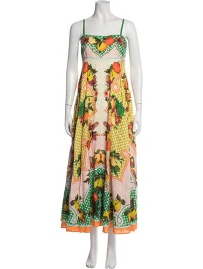 Pre-owned Alemais Linen Long Dress In Green