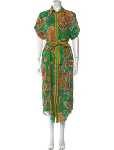 Pre-owned Alemais Linen Long Dress In Green