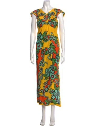 Pre-owned Alemais Linen Long Dress In Multi