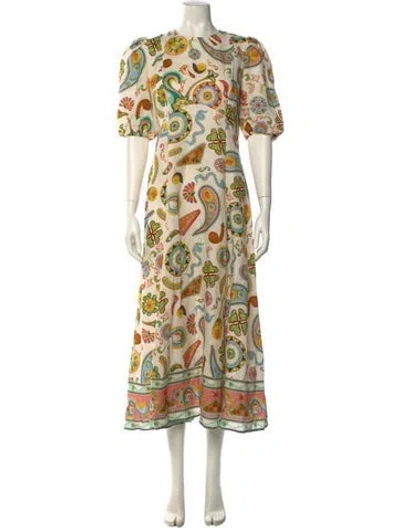 Pre-owned Alemais Linen Long Dress In Neutral