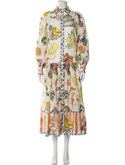 Pre-owned Alemais Linen Long Dress In Neutral