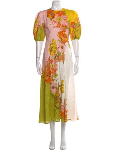 Pre-owned Alemais Linen Long Dress In Neutral