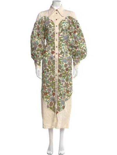 Pre-owned Alemais Linen Long Dress In Neutral