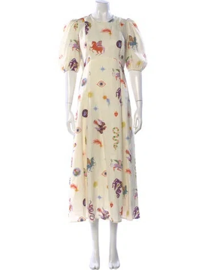 Pre-owned Alemais Linen Long Dress In Neutral