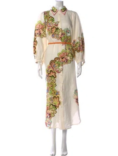 Pre-owned Alemais Linen Long Dress In Neutral