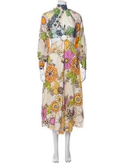 Pre-owned Alemais Linen Long Dress In Neutral
