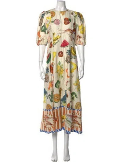 Pre-owned Alemais Linen Long Dress In Neutral