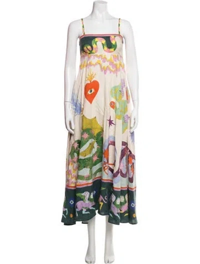 Pre-owned Alemais Linen Long Dress In Neutral