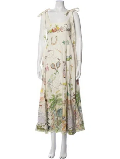 Pre-owned Alemais Linen Long Dress In Neutrals