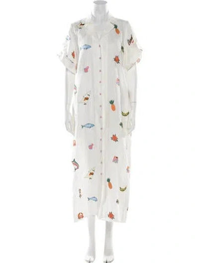 Pre-owned Alemais Linen Long Dress In Neutrals/white