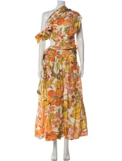Pre-owned Alemais Linen Long Dress In Orange