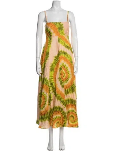 Pre-owned Alemais Linen Long Dress In Orange