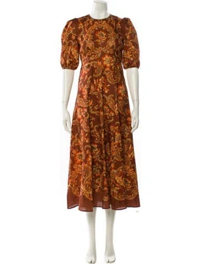 Pre-owned Alemais Linen Long Dress In Orange