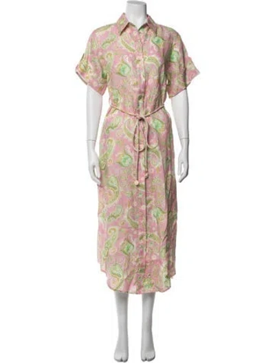 Pre-owned Alemais Linen Long Dress In Pink