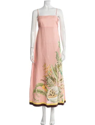 Pre-owned Alemais Linen Long Dress In Pink